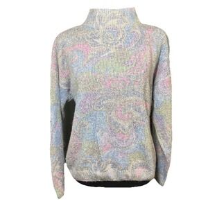Vtg 80's 90's Sweater LG Silk Angora Blend Sheridan Square Paisley Abstract